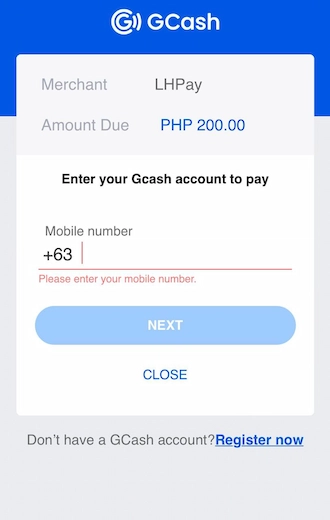 Step 4: please enter the correct phone number you used to register your GCash account to log in.