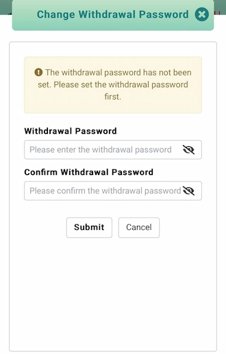 Step 3: New players should fill in their withdrawal password information and confirm it again to ensure accuracy. 